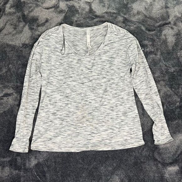 Lululemon Meant To Move Long Sleeve Tee in Tiger Space Dye Black White size 10 - Picture 1 of 3
